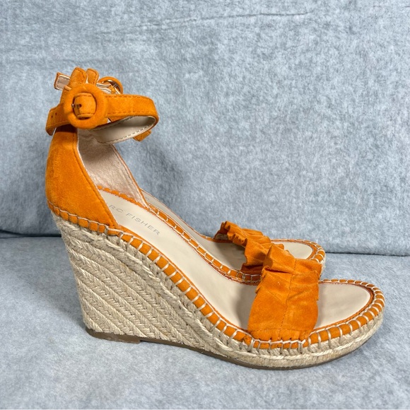 Marc Fisher Shoes Marc Fisher Orange Ruffled Boho Wedge Heels Size